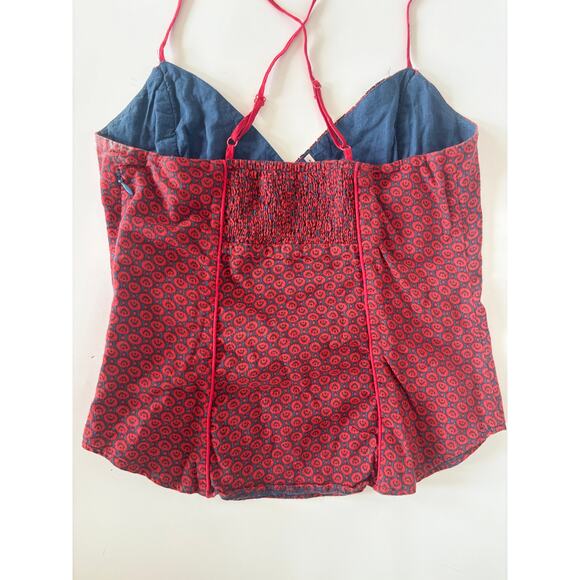 Free People Red Printed Boho Cami Top | SZ 4 - Picture 4 of 4